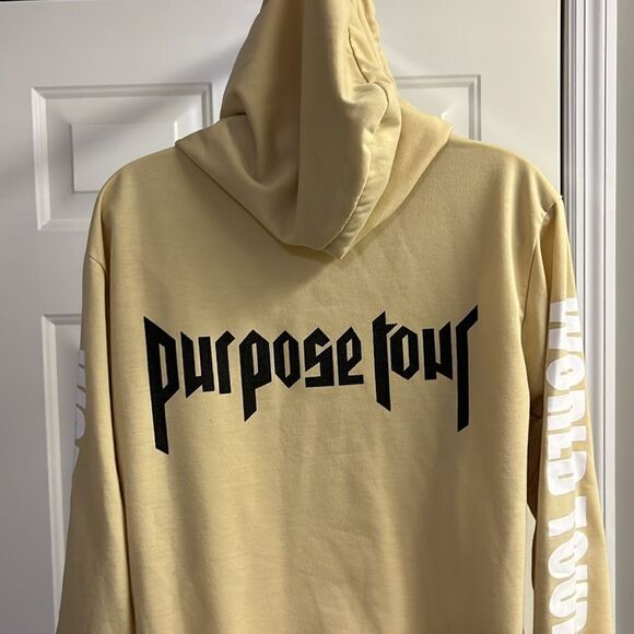 Justin Bieber Tan Purpose World Tour Hoodie with Kangaroo Pocket- Large - Picture 6 of 8